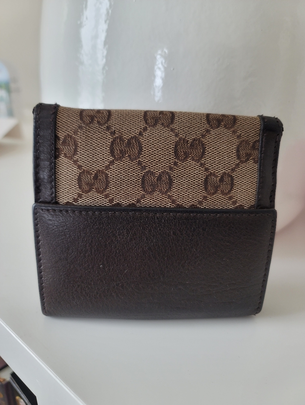 Gucci Brown/Beige GG Canvas and Leather Interlocking Icon French Wallet - Picture 4 of 13